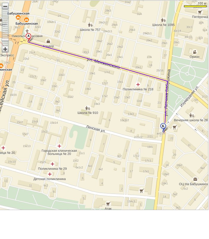 А вот так выглядит маршрут на Яндекс-картах.