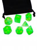 Набор кубиков Stuff-Pro для настольных ролевых игр с мешочком (желе зелёный белый)