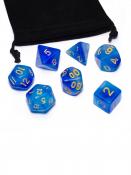 Набор кубиков Stuff-Pro для настольных ролевых игр с мешочком (желе синий белый)